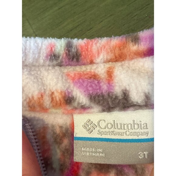 Columbia Toddler Girls Floral Fleece Jacket Full-Zip Size 3T Pink Purple Red War - Picture 3 of 6